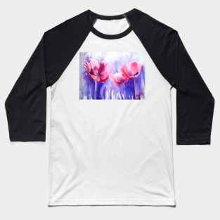 Pink Poppy Explosion Baseball T-Shirt